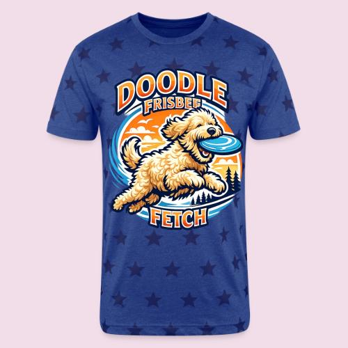 Doodle Frisbee Fetch | Goldendoodle Dog Lover - Unisex Adult Star Printed T-Shirt