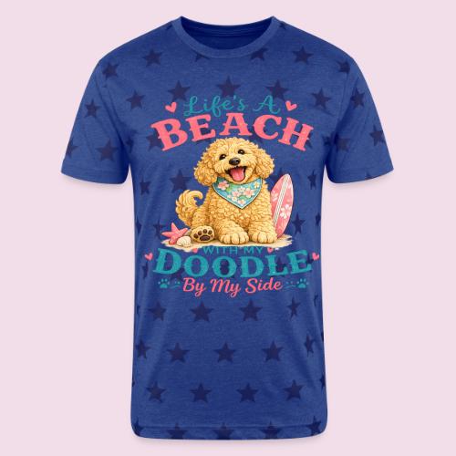 Life's A Beach With My Doodle By My Side - Unisex Adult Star Printed T-Shirt