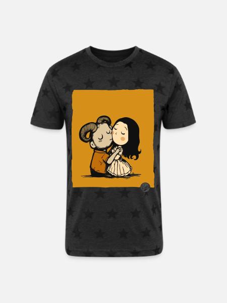 Rustic Ram Kiss Duo - Unisex Adult Star Printed T-Shirt -