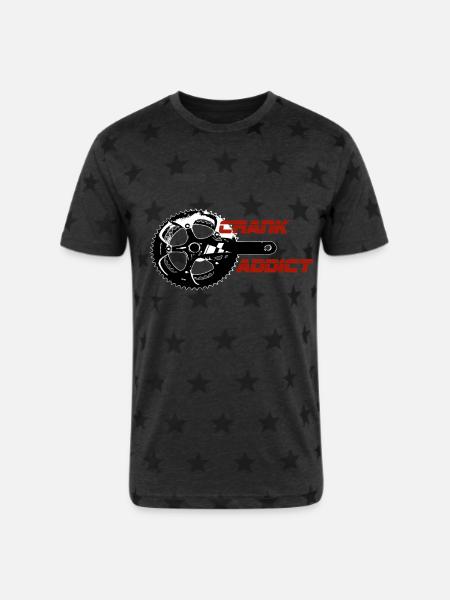 Crank Addict Cycle Gear - Unisex Adult Star Printed T-Shirt - 