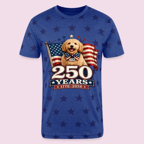 America 250 Dog Mom Goldendoodle - Unisex Adult Star Printed T-Shirt