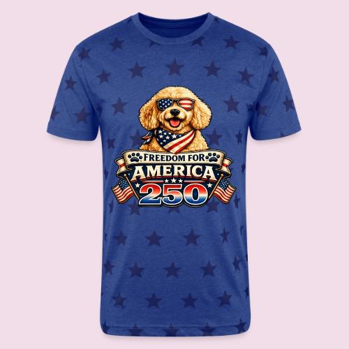 Freedom For America 250 Patriotic Goldendoodle - Unisex Adult Star Printed T-Shirt
