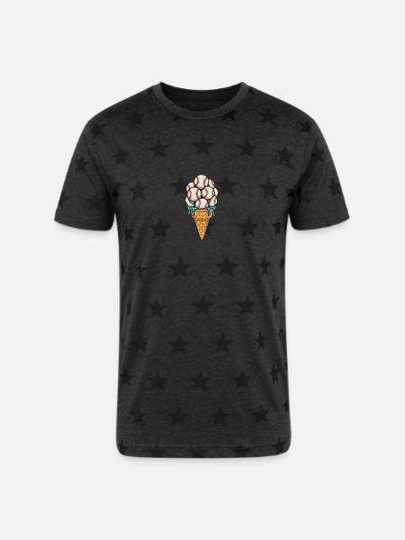 Baseball Ice Cream Cone - Unisex Adult Star Printed T-Shirt -
