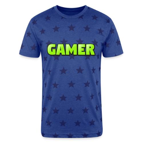 Gamer Neon Green Gaming Logo Design - Unisex Adult Star Printed T-Shirt