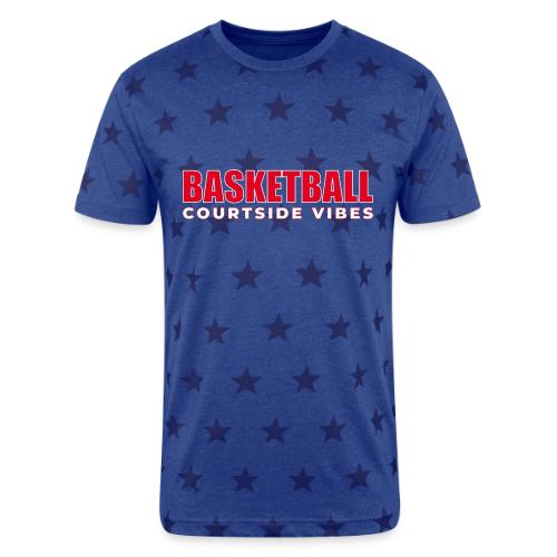 Courtside Vibes Basketball Typography Design - Unisex Adult Star Printed T-Shirt