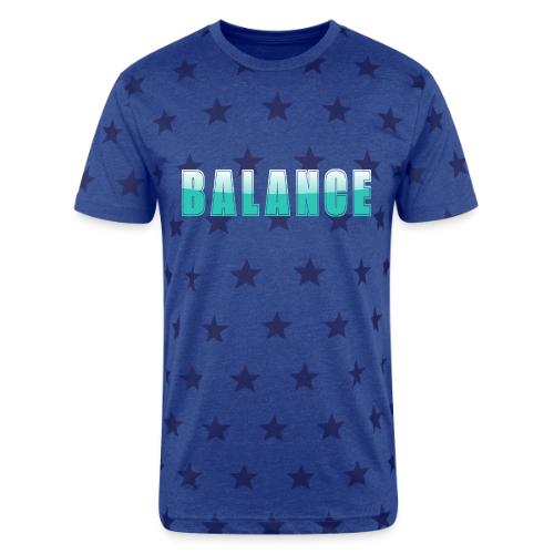 BALANCE Calm Teal Minimal Word Art Design - Unisex Adult Star Printed T-Shirt