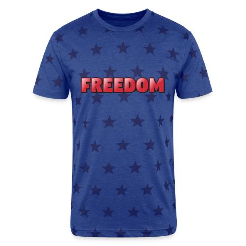 Freedom Bold 3D Word Art Design - Unisex Adult Star Printed T-Shirt