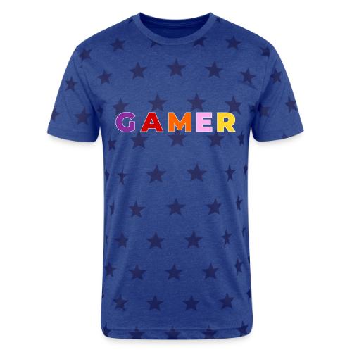 Multicolor GAMER Typography Design - Unisex Adult Star Printed T-Shirt