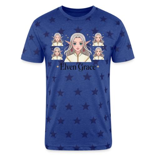 Elven Grace Fantasy Elf Maiden Graphic Magic - Unisex Adult Star Printed T-Shirt