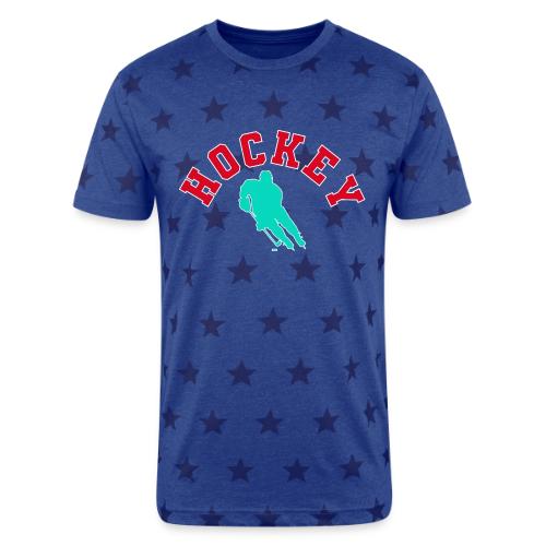Hockey Player Silhouette - Unisex Adult Star Printed T-Shirt
