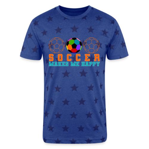Soccer Makes Me Happy - Unisex Adult Star Printed T-Shirt