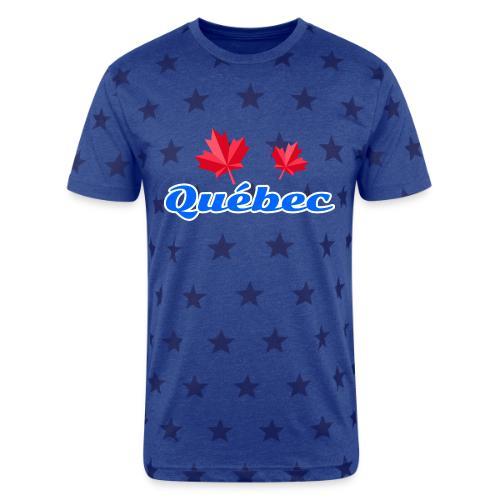 Québec with two red maple leaves - Unisex Adult Star Printed T-Shirt
