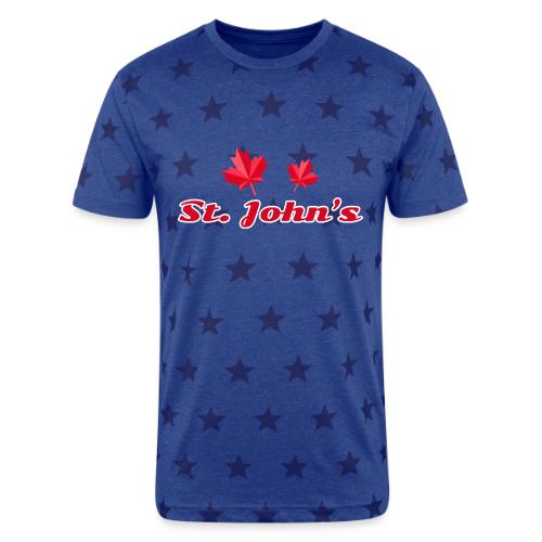St. John's with two red maple leaves - Unisex Adult Star Printed T-Shirt