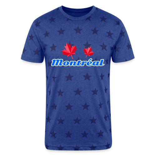 Montréal with two red maple leaves - Unisex Adult Star Printed T-Shirt