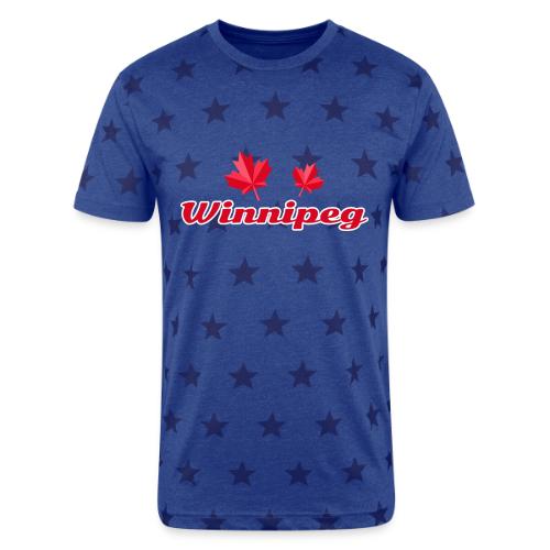 Winnipeg with two red maple leaves - Unisex Adult Star Printed T-Shirt