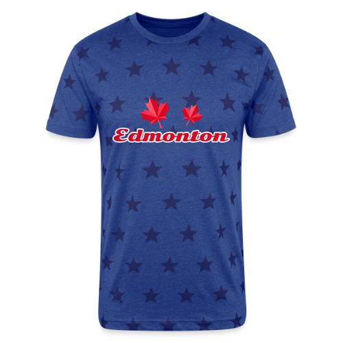 Edmonton with two red maple leaves - Unisex Adult Star Printed T-Shirt