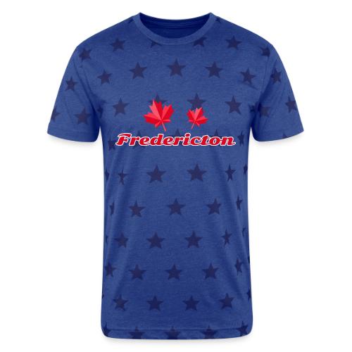 Fredericton with two red maple leaves - Unisex Adult Star Printed T-Shirt