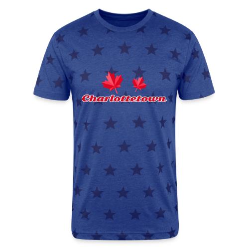 Charlottetown with two red maple leaves - Unisex Adult Star Printed T-Shirt