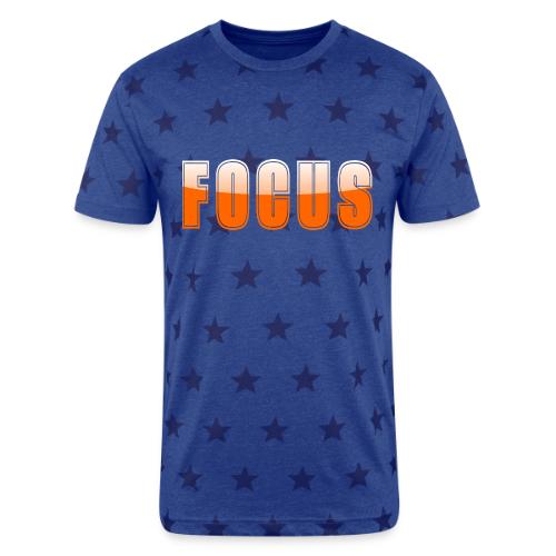 FOCUS Vibrant Orange Motivational Word Design - Unisex Adult Star Printed T-Shirt