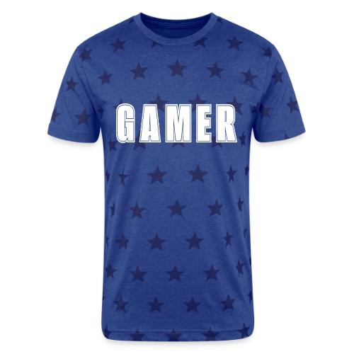 Gamer Collegiate White Text Design - Unisex Adult Star Printed T-Shirt