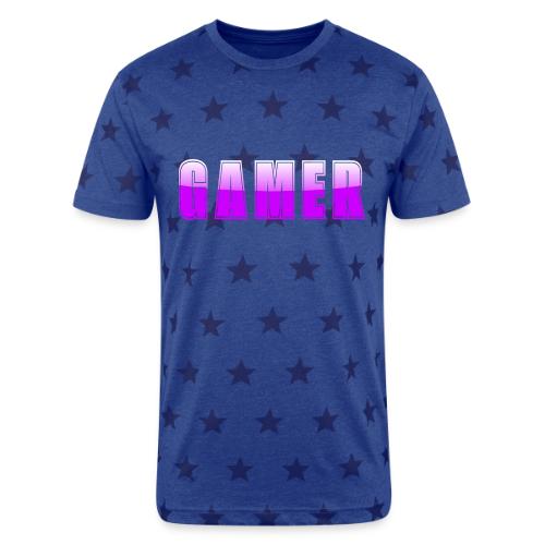 Gamer Purple Glossy Collegiate Design - Unisex Adult Star Printed T-Shirt