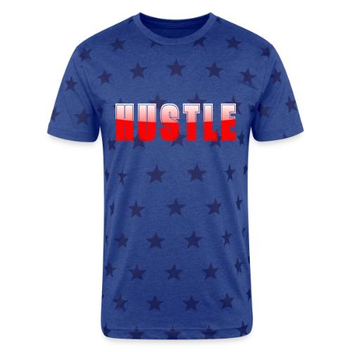 HUSTLE Bold Red Motivational Typography Design - Unisex Adult Star Printed T-Shirt