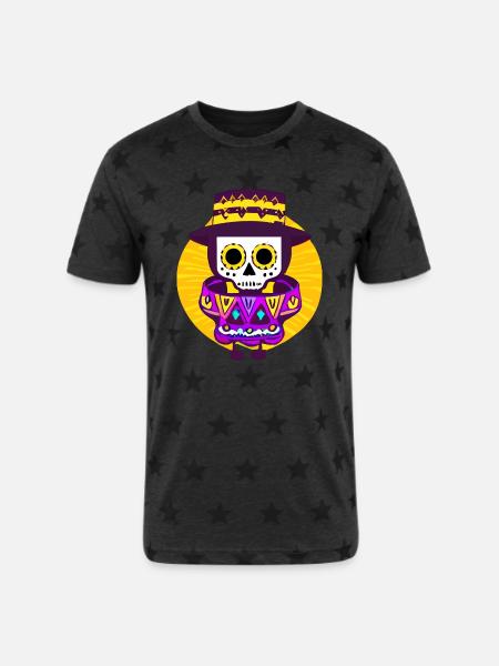 Mexican Skeleton - Unisex Adult Star Printed T-Shirt -