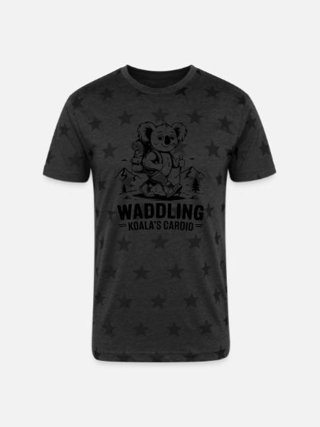Waddling Koala Cardio - Unisex Adult Star Printed T-Shirt - 