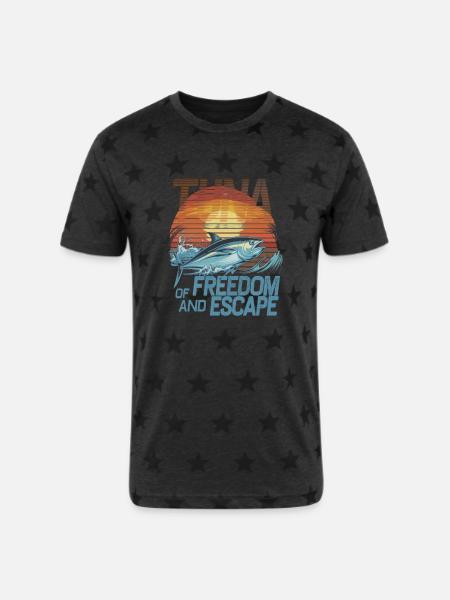 Ocean Depths and Tuna - Unisex Adult Star Printed T-Shirt -
