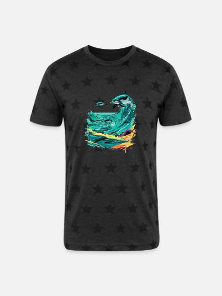 Pixel Beach CRT Dreams - Unisex Adult Star Printed T-Shirt - 