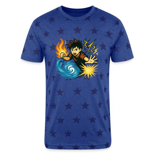 Anime Elemental Warriors | Fire, Water, Lightning - Unisex Adult Star Printed T-Shirt