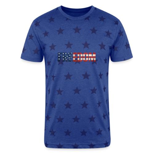 Freedom American Flag Distressed Patriotic Shirt - Unisex Adult Star Printed T-Shirt