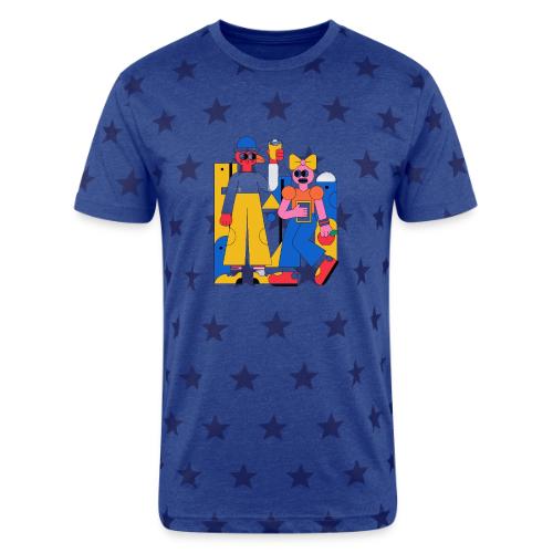 Bold Geometric Duo Pop Art - Unisex Adult Star Printed T-Shirt