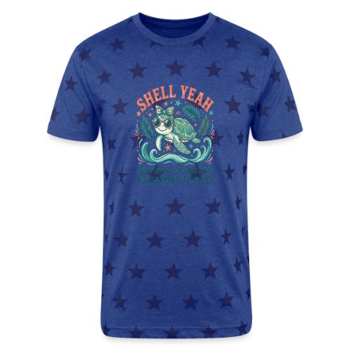 Shell Yeah Sea Turtle Beach Vibes - Unisex Adult Star Printed T-Shirt