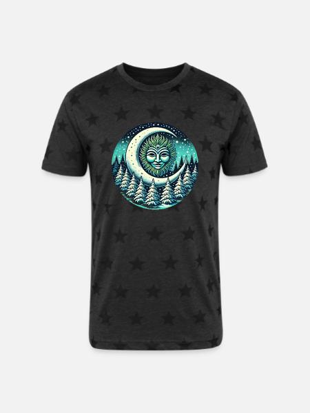 Winter Greenman - Unisex Adult Star Printed T-Shirt -
