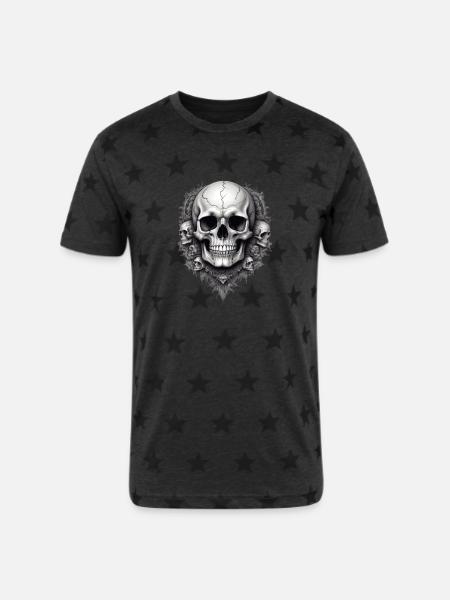 Skull faces - Unisex Adult Star Printed T-Shirt -
