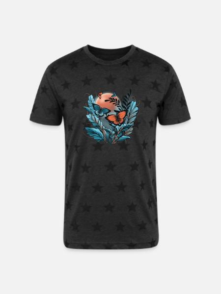 Butterflies planet - Unisex Adult Star Printed T-Shirt - 
