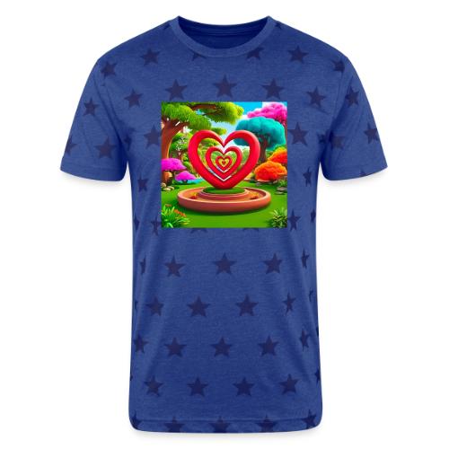 Triple heart landscape, nature, love, happiness - Unisex Adult Star Printed T-Shirt