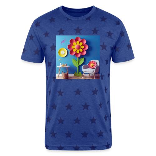 Flower design and harmony of environmental well-be - Unisex Adult Star Printed T-Shirt