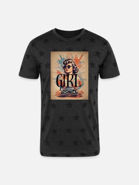 GIRL Power Retro Ride - Unisex Adult Star Printed T-Shirt -