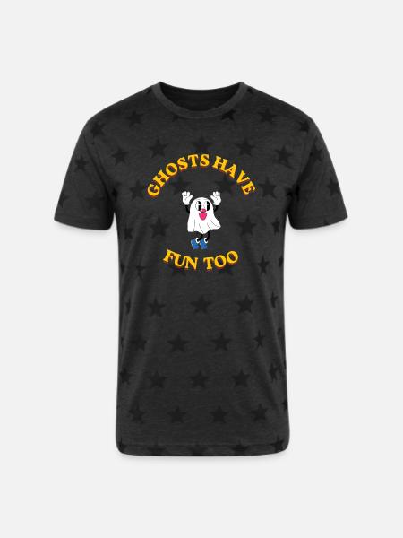 Ghosts Have Fun Too - Unisex Adult Star Printed T-Shirt - 