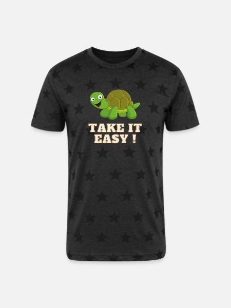 Take It Easy Turtle - Unisex Adult Star Printed T-Shirt -