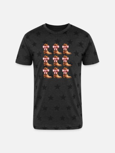 Cowgirl Boots and Pink Bows Rodeo - Unisex Adult Star Printed T-Shirt - royal star