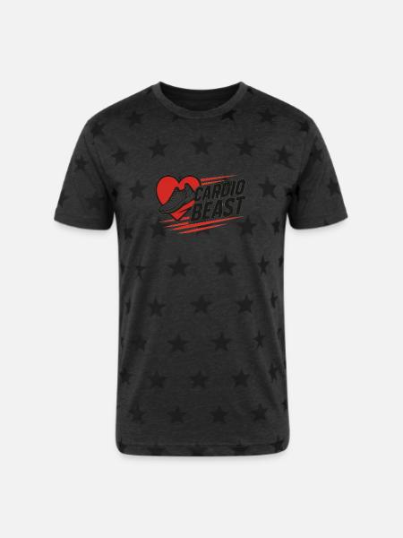 Cardio Beast Heartbeat Run Logo - Unisex Adult Star Printed T-Shirt -