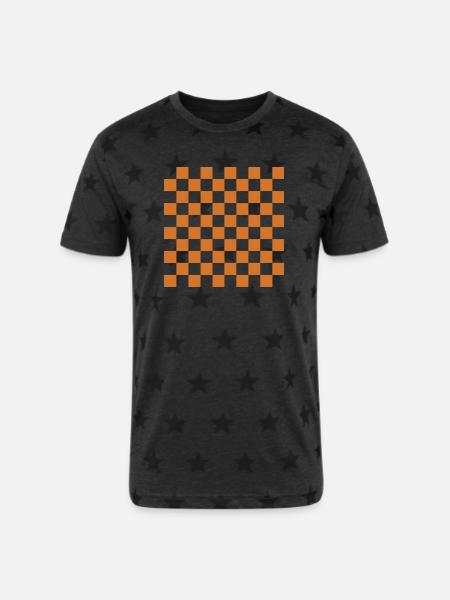Rust Checker Mosaic - Unisex Adult Star Printed T-Shirt -