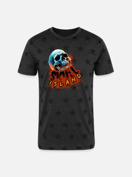 Skull Island Neon Splash - Unisex Adult Star Printed T-Shirt -