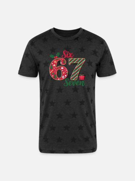 Six Seven Christmas Countdown - Unisex Adult Star Printed T-Shirt -