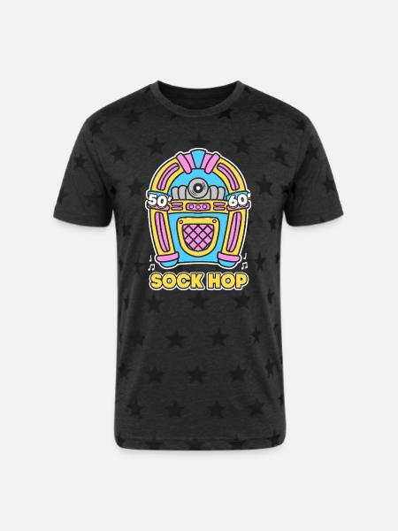 Jukebox 50s Sock Hop - Unisex Adult Star Printed T-Shirt -