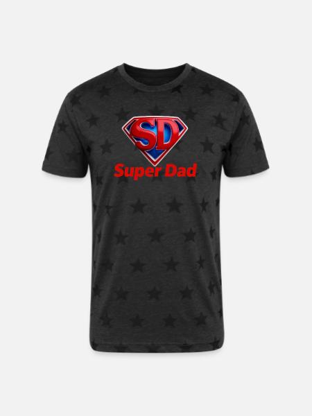 Super Dad Hero - Unisex Adult Star Printed T-Shirt -