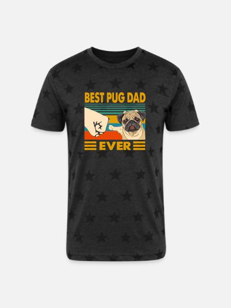 Best Pug Dad Ever - Unisex Adult Star Printed T-Shirt -